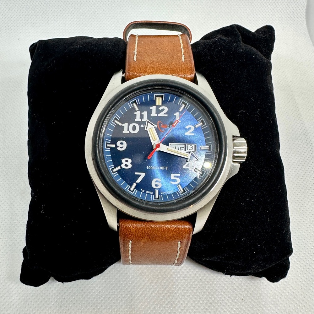 Armourlite AL834 Chronograph blue-orange men’s watch with brown leather strap